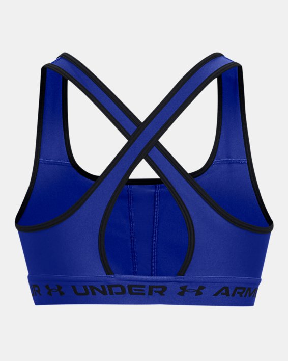 Women's Armour® Mid Crossback Sports Bra, Blue, pdpMainDesktop image number 11